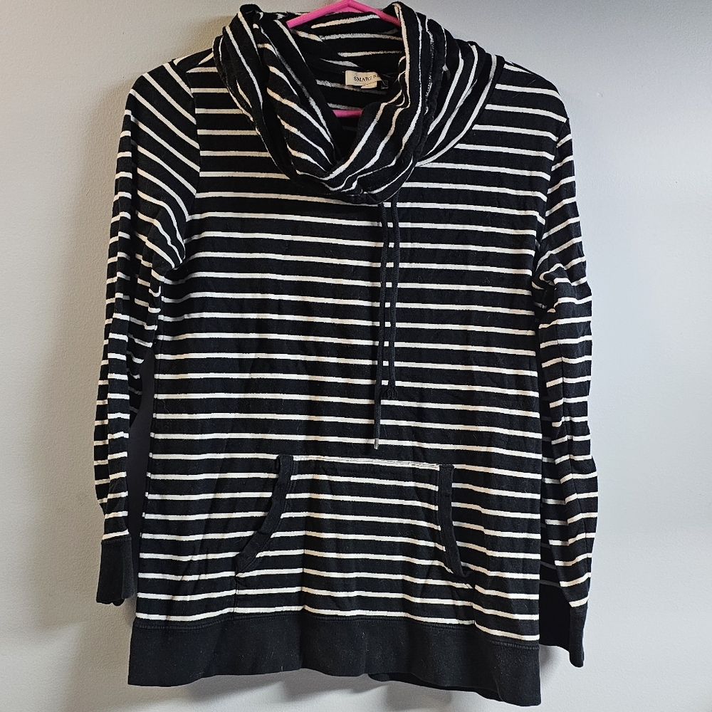Ladies striped pullover cowl next shirt